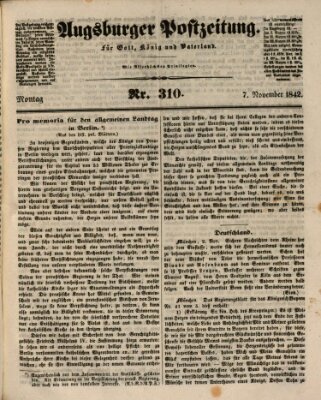 Augsburger Postzeitung Montag 7. November 1842