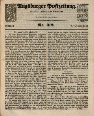 Augsburger Postzeitung Mittwoch 9. November 1842