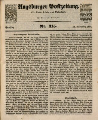 Augsburger Postzeitung Samstag 12. November 1842