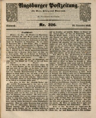 Augsburger Postzeitung Mittwoch 23. November 1842