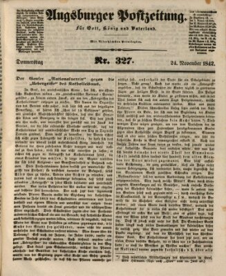 Augsburger Postzeitung Donnerstag 24. November 1842