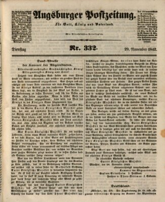 Augsburger Postzeitung Dienstag 29. November 1842