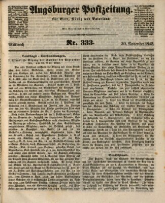 Augsburger Postzeitung Mittwoch 30. November 1842