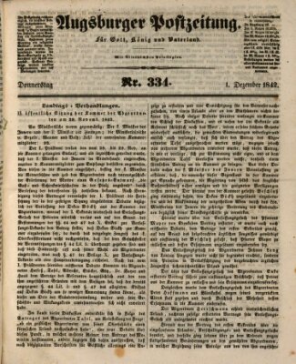 Augsburger Postzeitung Donnerstag 1. Dezember 1842