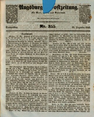 Augsburger Postzeitung Donnerstag 22. Dezember 1842