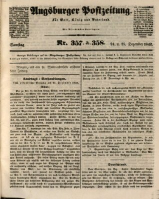 Augsburger Postzeitung Samstag 24. Dezember 1842