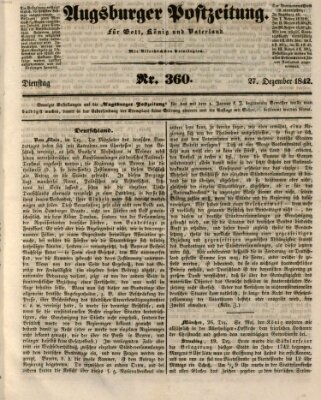 Augsburger Postzeitung Dienstag 27. Dezember 1842