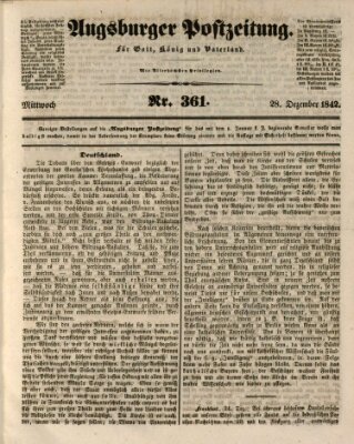 Augsburger Postzeitung Mittwoch 28. Dezember 1842