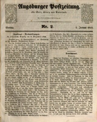 Augsburger Postzeitung Montag 2. Januar 1843