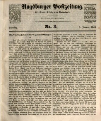 Augsburger Postzeitung Dienstag 3. Januar 1843