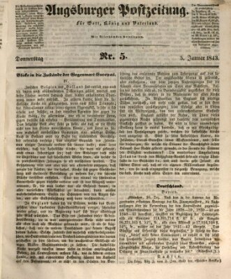 Augsburger Postzeitung Donnerstag 5. Januar 1843