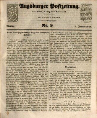 Augsburger Postzeitung Montag 9. Januar 1843