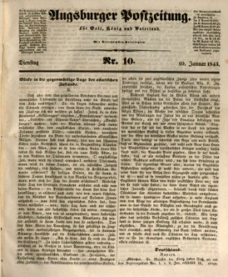 Augsburger Postzeitung Dienstag 10. Januar 1843