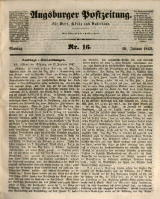 Augsburger Postzeitung Montag 16. Januar 1843