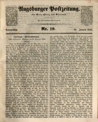 Augsburger Postzeitung Donnerstag 19. Januar 1843