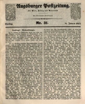 Augsburger Postzeitung Dienstag 31. Januar 1843