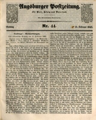 Augsburger Postzeitung Montag 13. Februar 1843