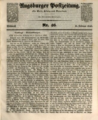 Augsburger Postzeitung Mittwoch 15. Februar 1843