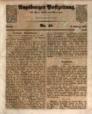 Augsburger Postzeitung Freitag 17. Februar 1843