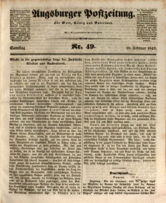 Augsburger Postzeitung Samstag 18. Februar 1843