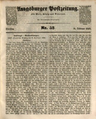 Augsburger Postzeitung Dienstag 21. Februar 1843