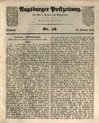 Augsburger Postzeitung Mittwoch 22. Februar 1843