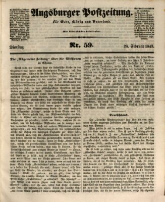 Augsburger Postzeitung Dienstag 28. Februar 1843