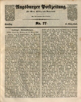 Augsburger Postzeitung Samstag 18. März 1843