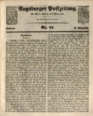 Augsburger Postzeitung Mittwoch 22. März 1843