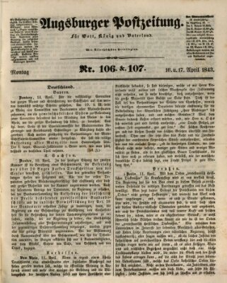 Augsburger Postzeitung Sonntag 16. April 1843