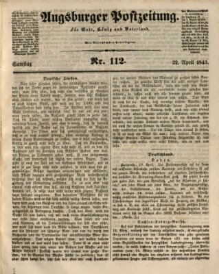 Augsburger Postzeitung Samstag 22. April 1843