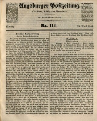 Augsburger Postzeitung Montag 24. April 1843