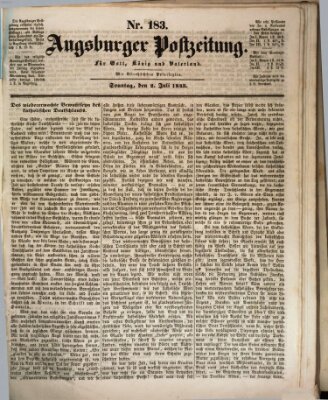 Augsburger Postzeitung Sonntag 2. Juli 1843