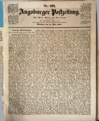 Augsburger Postzeitung Montag 10. Juli 1843