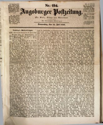 Augsburger Postzeitung Donnerstag 13. Juli 1843