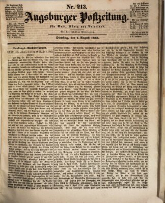 Augsburger Postzeitung Dienstag 1. August 1843