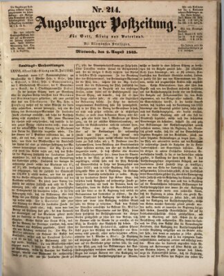 Augsburger Postzeitung Mittwoch 2. August 1843