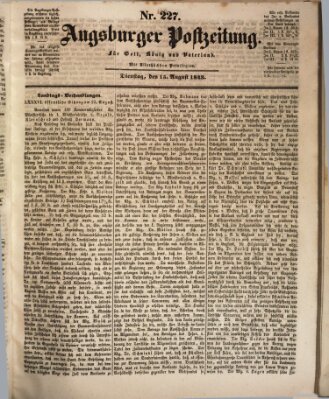 Augsburger Postzeitung Dienstag 15. August 1843