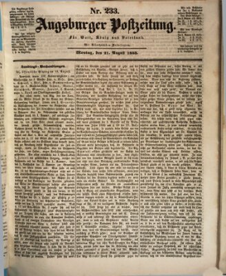 Augsburger Postzeitung Montag 21. August 1843