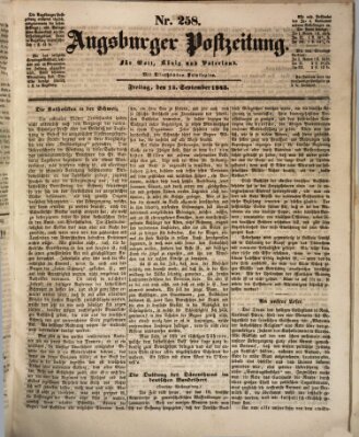 Augsburger Postzeitung Mittwoch 13. September 1843