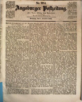 Augsburger Postzeitung Sonntag 1. Oktober 1843