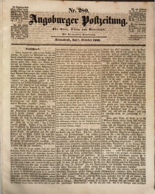 Augsburger Postzeitung Samstag 7. Oktober 1843