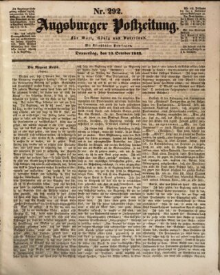 Augsburger Postzeitung Donnerstag 19. Oktober 1843