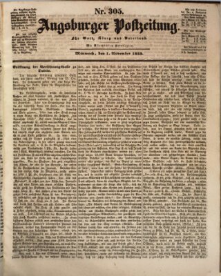 Augsburger Postzeitung Mittwoch 1. November 1843