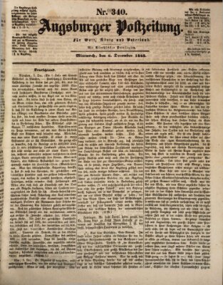 Augsburger Postzeitung Mittwoch 6. Dezember 1843