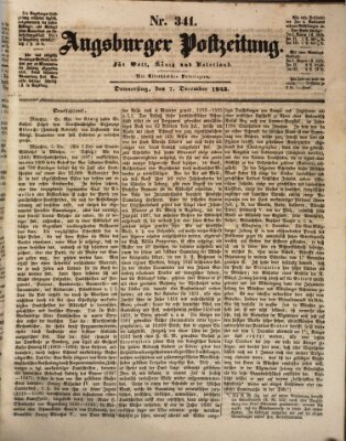 Augsburger Postzeitung Donnerstag 7. Dezember 1843