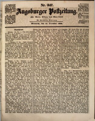 Augsburger Postzeitung Mittwoch 13. Dezember 1843