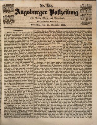 Augsburger Postzeitung Donnerstag 21. Dezember 1843