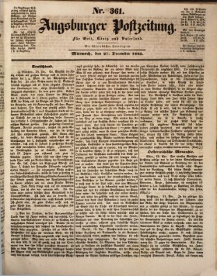 Augsburger Postzeitung Mittwoch 27. Dezember 1843