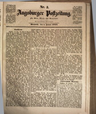 Augsburger Postzeitung Mittwoch 3. Januar 1844